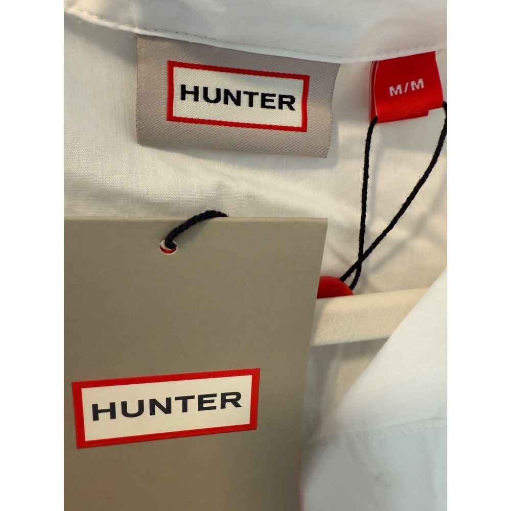 NWT Hunter Floral Faux Embroidery Midi Shirt Dress Button Front Pockets Belt M - Picture 6 of 16